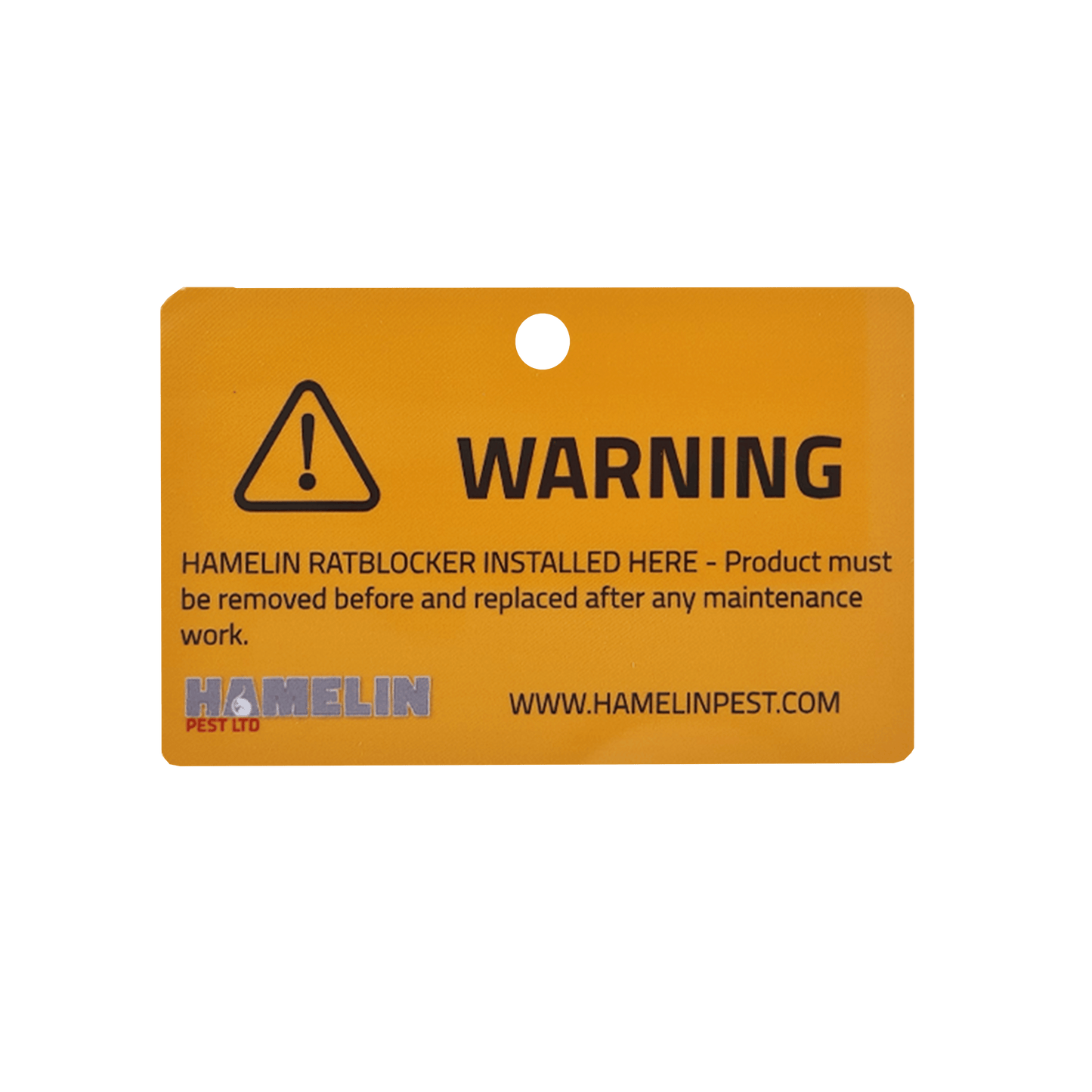 Hamelin Ratblocker Installation Warning Card